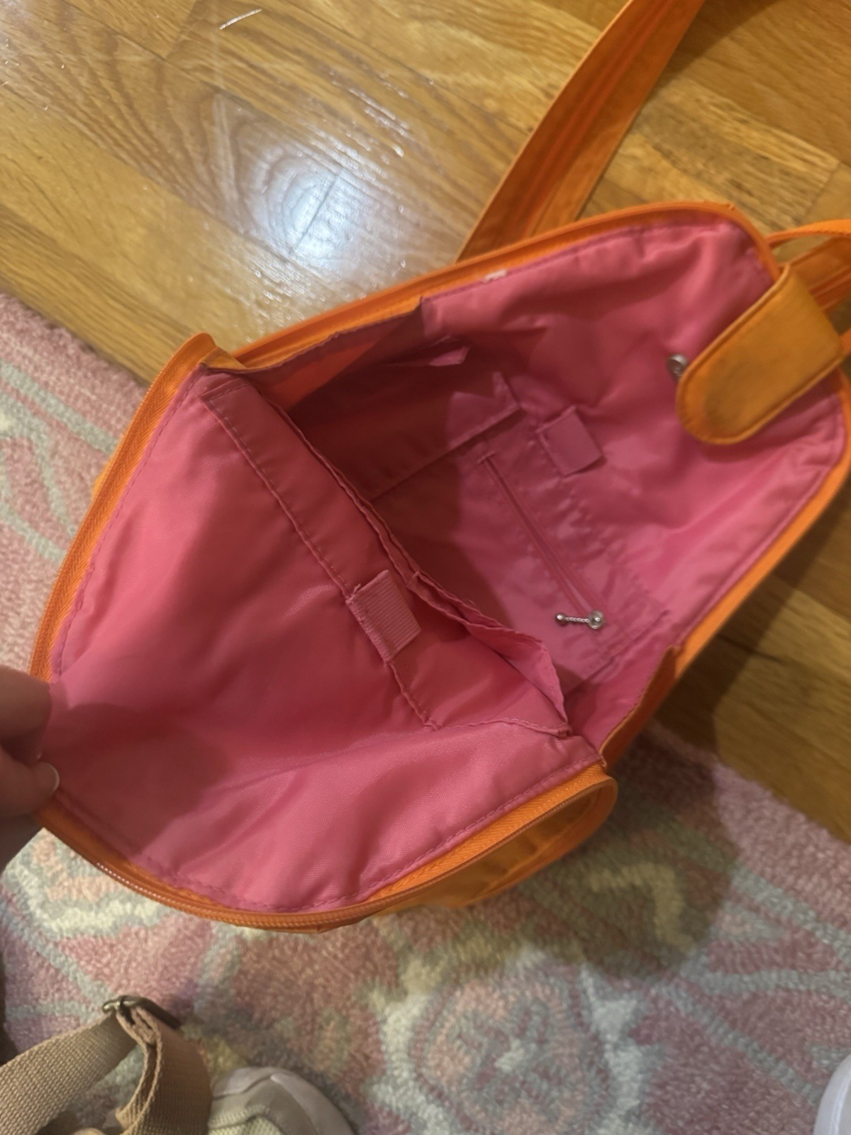 Baggallini Orange Triangle Backpack with Zipper A… - image 3