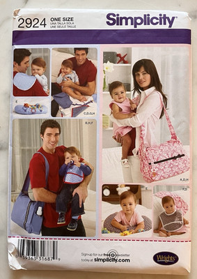Simplicity Pattern 2924 His & Hers Diaper Bag Changing Pad Burp Cloth Bib Pillow