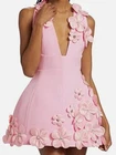 Bronx Banco Women's Pink Estelle Floral Applique Mini Dress Size S