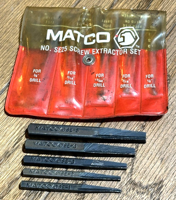 Matco Tools Screw Extractor Set Kit Broken Bolt Stud Lot Tapered Edge Puller