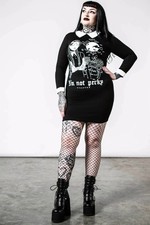 Killstar Perky Mini Dress Womens Black Long Sleeve Goth Alternative