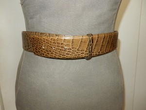 Max Mara Italian Croco Leather Criss Cross Gothic Statement Old Money Belt Sz M Crocodile belt | Max Mara main image 3
