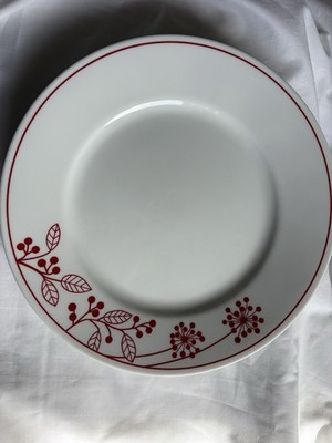 Corning Ware Corelle Berries And Leaves Red Dinner Plate 10 3/4  D Set of 4