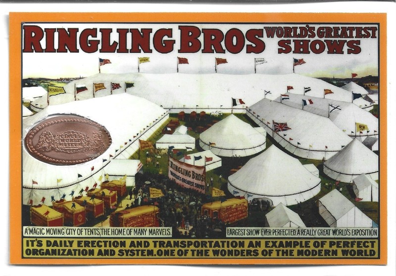 Laminated Card featuring Elongated Penny CIRCUS WORLD MUSEUM Baraboo WI