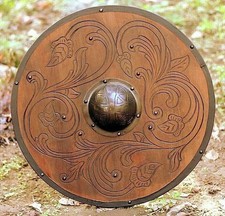 24'' Medieval Viking Vintage Shield Battle Ready Wooden Shield Engraved