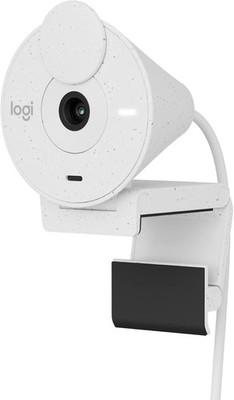 Logitech Brio 300 Full HD Webcam Weiß   USB-C, Mikrofon, Sichtschutz, Zoom