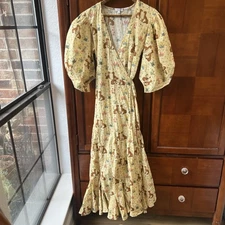 Rhode Dress Animal Safari Meadow Print Fiona Wrap Size Small