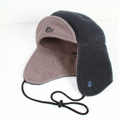 Lowe Alpine Fleece Winter Hat Ear Flap Cap Grey Warm One Size
