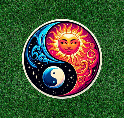 Celestial Sun and Moon Yin Yang design waterproof vinyl sticker - many ...