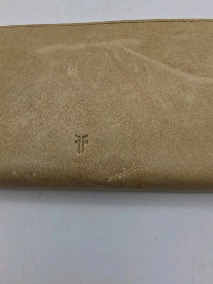 Cartera sin asas FRYE de cuero con cremallera alrededor marrón envejecido tostado claro/amarillo Foto 2 de 4