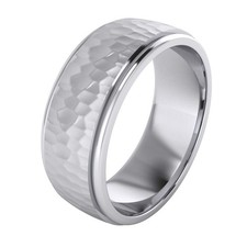 Heavy Solid Sterling Silver 6mm and 8mm Hammered Unisex Wedding Band Comfort ...