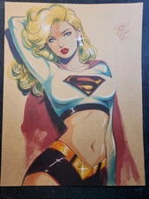 Supergirl Original Fine Art Illustration Signed 8.5x11 COA 