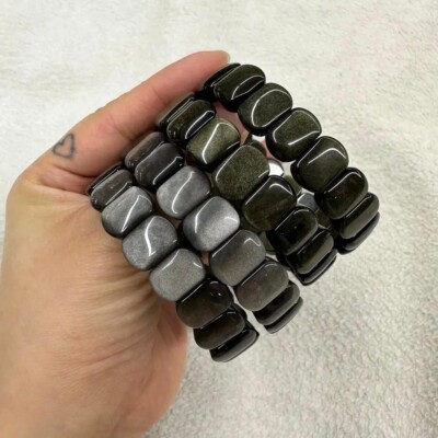 Neu Obsidian Stein 9×14mm Perlen Mode Energie Armband Natur Edelstein Schmuck 