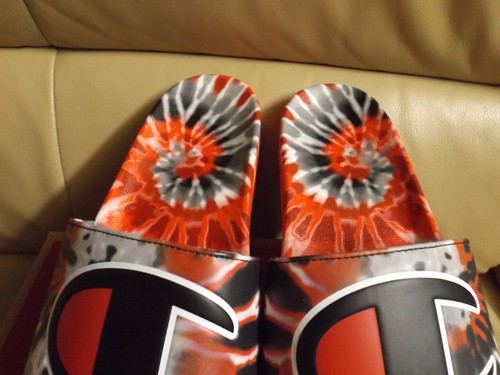Champion IPO Tie Dye Men's Size 12 Sandals Black/Scarlet/MLT CP10192M - Picture 2 of 11