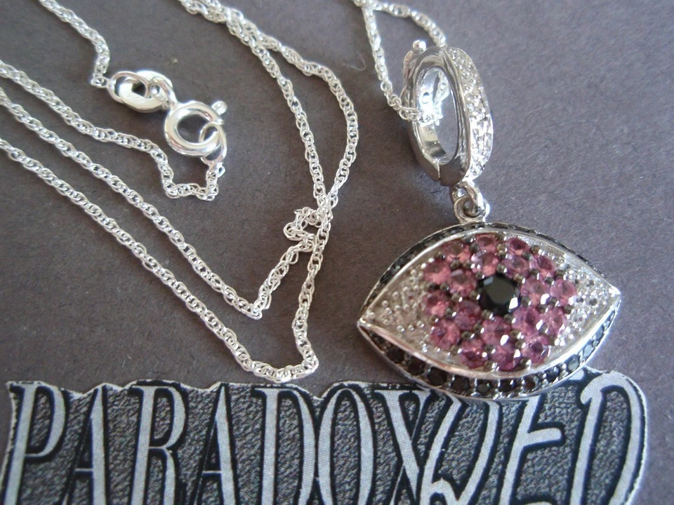 Collar de espinela de zafiro rosa mal de ojo plata esterlina 925 de Carol Brodie rarezas Foto 2 de 4