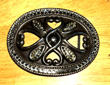 Pewter Belt Buckle  4 1/2" X 3 1/2" : "Flaming Dice"