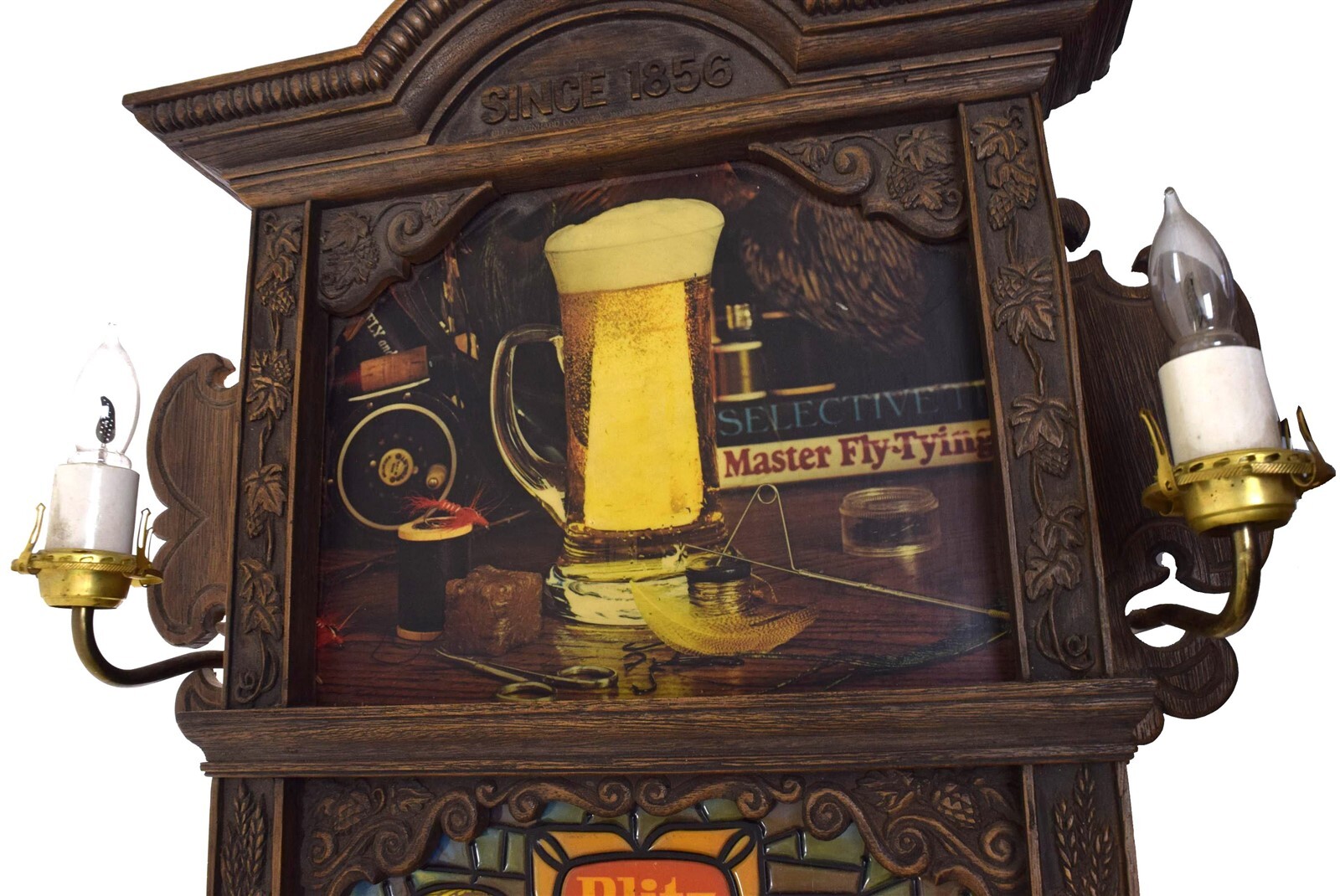 Vintage Blitz Weinhard Beer Lighted Sign On Draught Fly Fishing | eBay