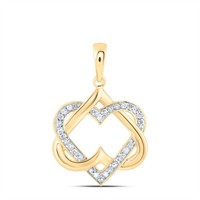 10K Gelbgold Damen Diamant Statement Doppelherz AnhäNger 1/6 Karat