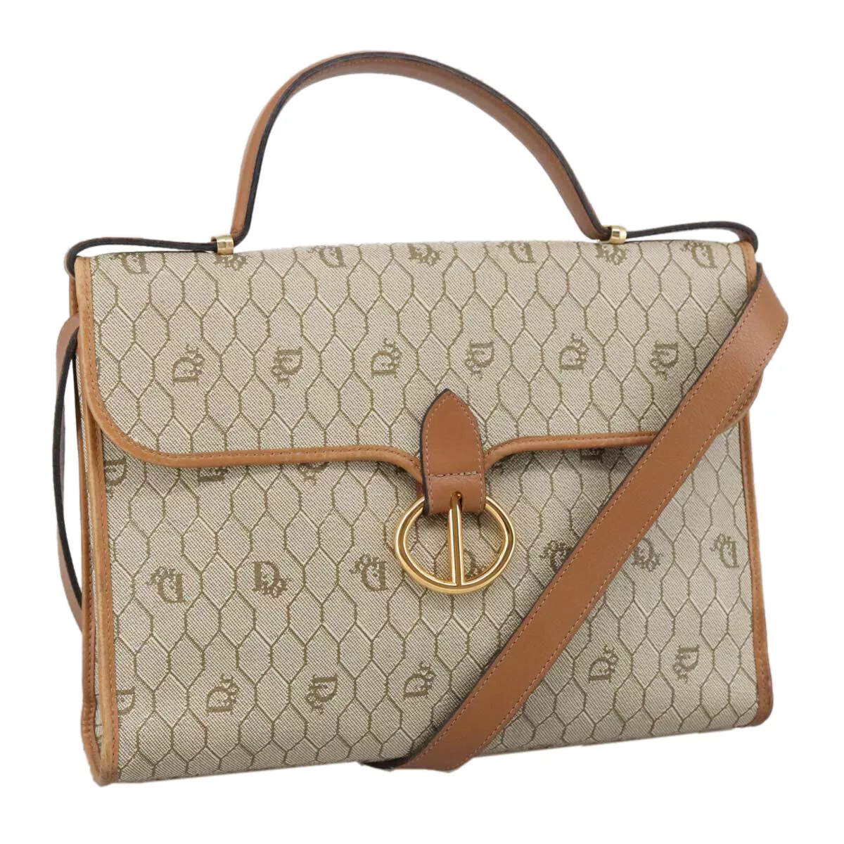 Sac à main Dior en toile beige nid d'abeille authentique