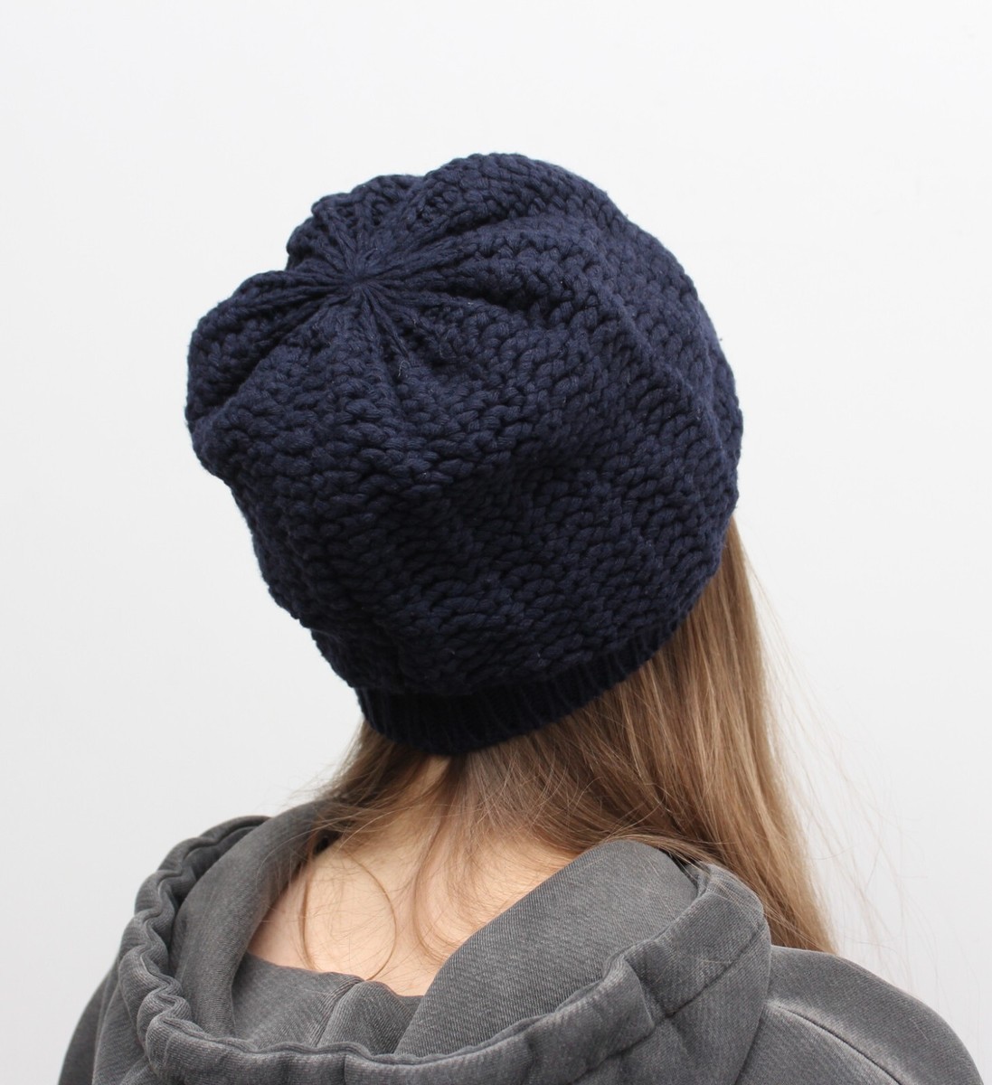 Authentic Women's MONCLER Berretto Knit Wool Beanie Navy Logo Hat