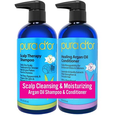 PURA D'OR Dor Scalp & Dandruff Therapy Argan Oil Shampoo & Conditioner Regimen