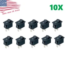 10PCS MINI Rocker Switch 2 Pin ON-OFF SPST 125VAC/6A 250VAC/3A Black 117S US
