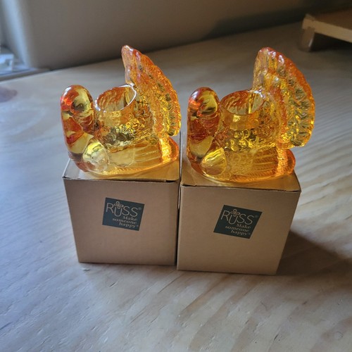Glass Turkey Candlesticks Made By Russ (Autumn Settings) Thanksgiving