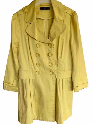 New Look Ladies Cotton Coat Jacket, Size 14, Yellow, Little Worn