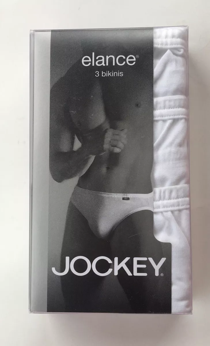 Jockey Elance 3 Pack Men's Low Rise Bikini Briefs NEW Large White