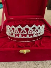 Cubic Zircon  884ct American Diamond 925 Silver Tiara Crown Wedding Jewelry 