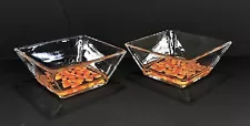2 Heavy Glass Candy Corn Candy Dishes 5.5”x 5.5”x 2.5” Multiple Use Halloween