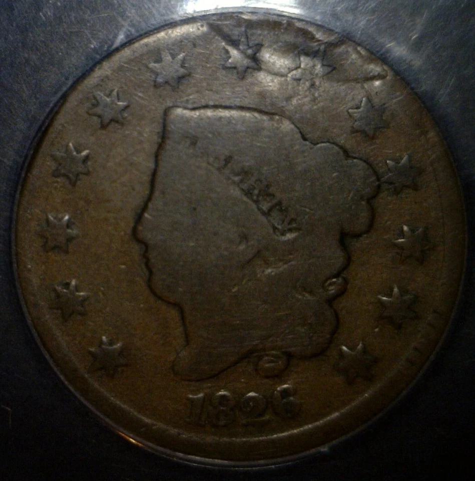 1826 ERROR DOUBLE STRUCK ANACS G6 LARGE CENT Coin NICE Doub Strike LOT FREE SHIP - Image 3 of 4