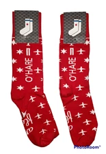 Custom CHICAGO O'HARE Sock Club Airport Logo Red White Socks- 2 Pair NEW Rare