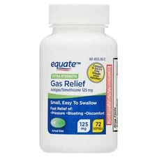 Equate Gas Relief, Simethicone 125 mg, Extra Strength Softgels, 72 Count