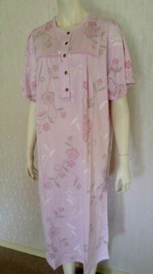 Damen Nachthemd kurzarm Knopfleiste Damenbekleidung Rosa fauser Gr. 36/38 NEU /B