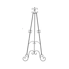 32" x 69" Black Metal Adjustable 3 Tier Scroll Easel with Chain Support,1-Piece