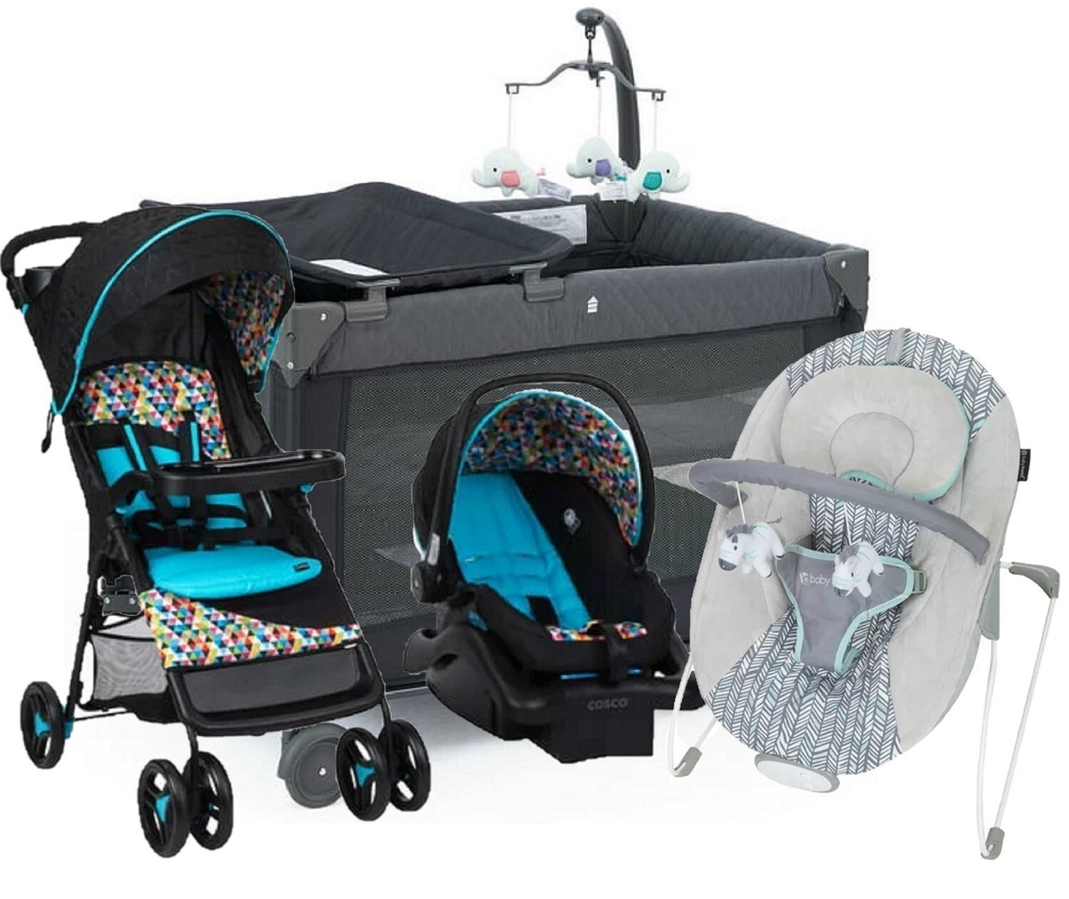 Baby Combo Blue Travel System Set Stroller With Car Seat Playard Baby