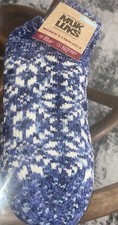 MUK LUKS Women's Cabin Socks Blue 1 Pair Slip Resistant Outsole Size S/M 5-7 