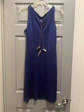 New With Tags,dark blue dress L With Necklace Knee Length