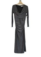 ASTR The Label Long Sleeve Metallic Ruched Midi Dress Size: S