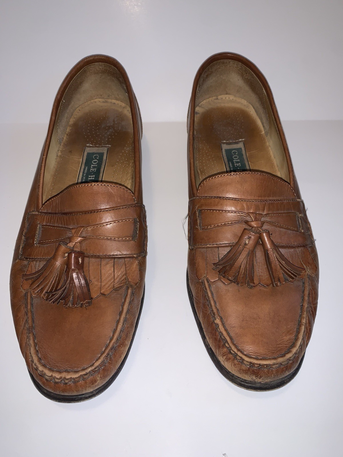 Cole Haan Men’s 10.5M Brown Leather Kiltie Tassel Loafers Slip-On USA Vintage