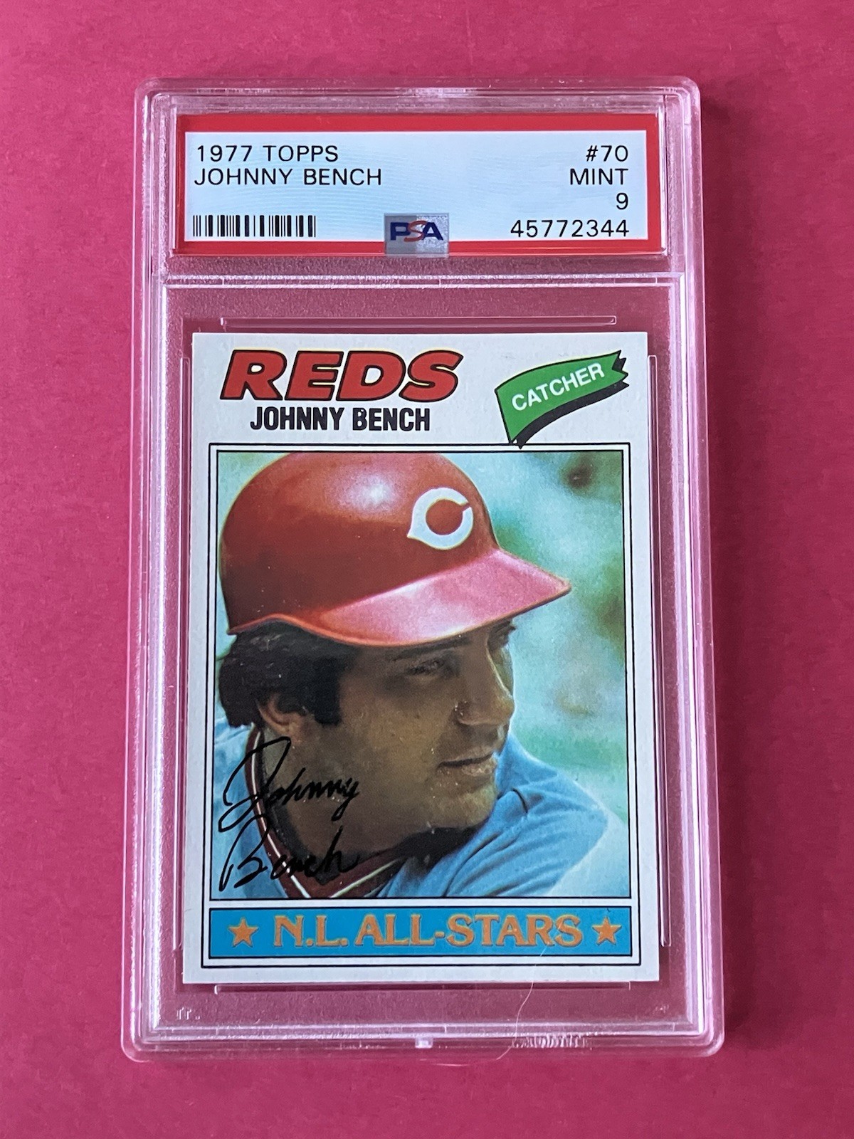1977 Topps #10 Johnny Bench - PSA MINT 9 - Cincinnati Reds - TOUGH!
