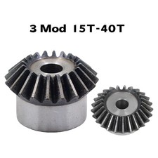 3 Modul 15~40 Z&auml;hne Kegelr&auml;der Kegelzahnrad 90&deg; 1:1 Paarung Metall 45# Stahl