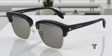 ALEXANDER MCQUEEN AM0297S 002 Square Gold Shiny Grey 54 mm Men's Sunglasses