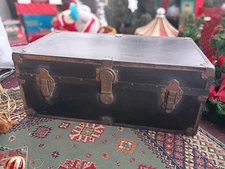 Vintage Excelsior ANTIQUE STEAMER TRUNKFLAT TOP TRUNKS CHEST