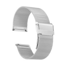 316L Stainless Steel Mesh Watch Band 24mm Quick Release Adjust Strap, Silver