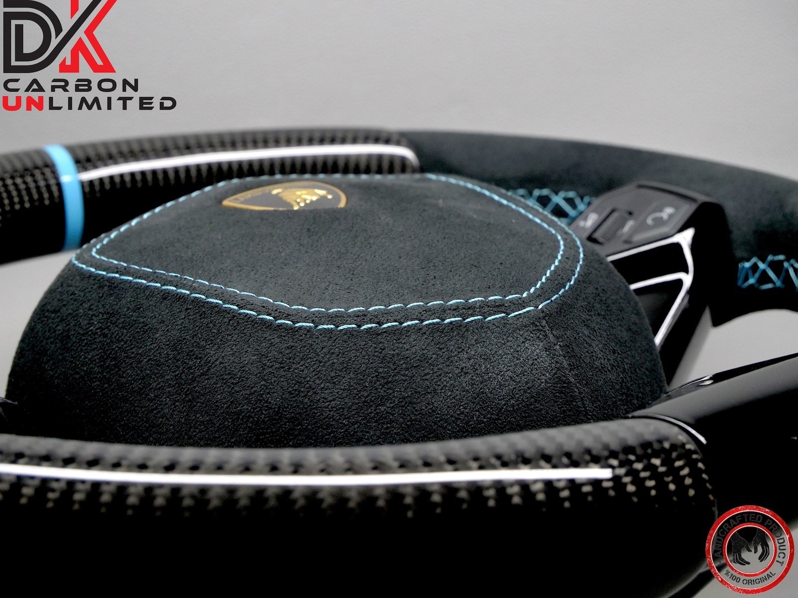 Lamborghini Aventador SVJ LP750 Miami Blue Alcantara Carbon Steering Wheel v4