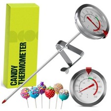 Candy Thermometer with Pot Clip - Deep Fry Oil Thermometer for Frying White