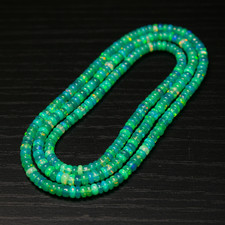 Natural Green Ethiopian Opal Rondelle Beads 5-6mm 16 Inch Gemstone Strand