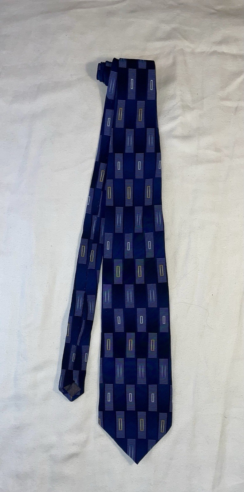 Piattelli Platinum Blue Rectangular 100% Silk des… - image 1